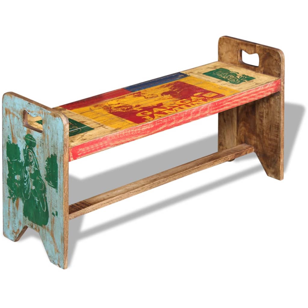 Bænk 100x30x50 cm massivt genbrugstræ - number 1.