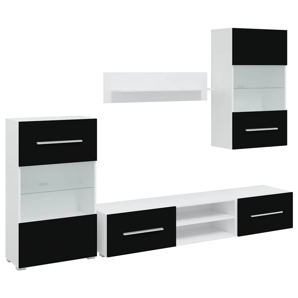 Skabssæt med tv-skab og led-lys 5 dele - sort, 1 - number 2.