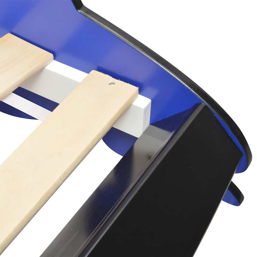 Led racerbilseng til børn 90 x 200 cm blå - number 7.