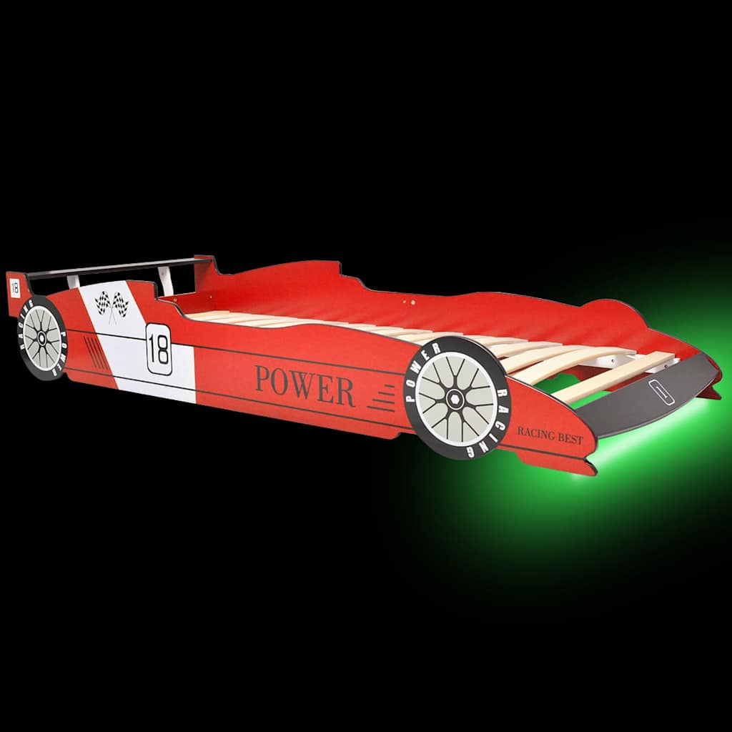 Led racerbilseng til børn 90 x 200 cm rød - number 3.