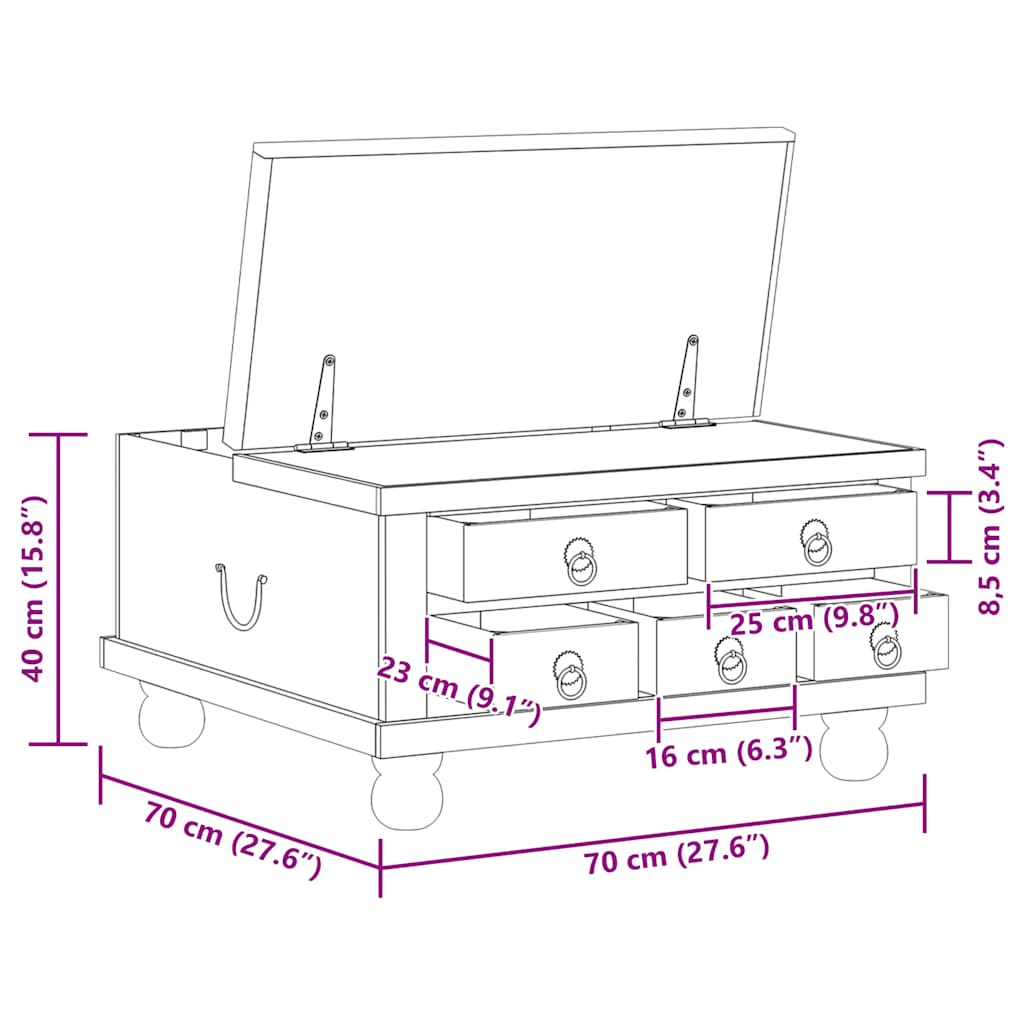 Sofabord 70x70x38 cm genbrugstræ - number 11.