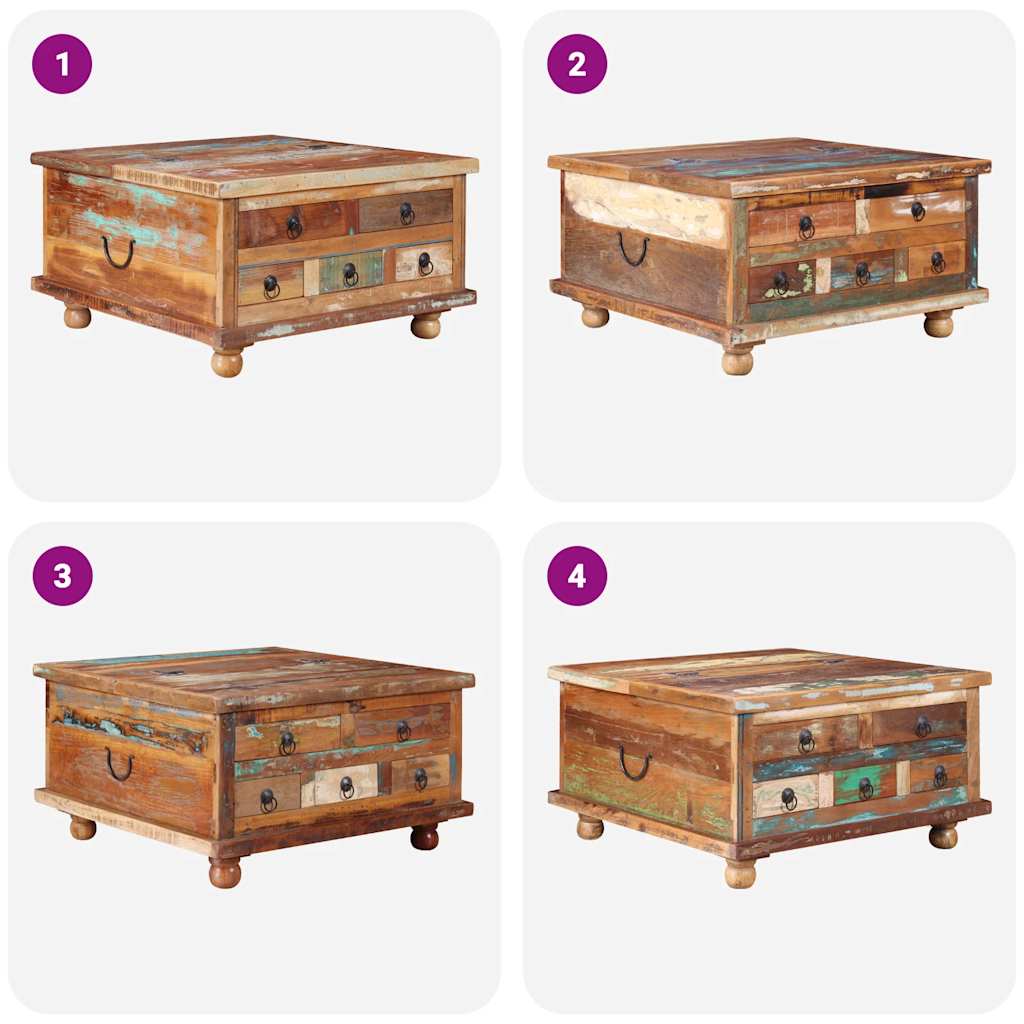 Sofabord 70x70x38 cm genbrugstræ - number 10.