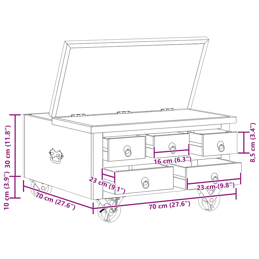 Sofabord 70x70x40 cm ru mangotræ - number 12.