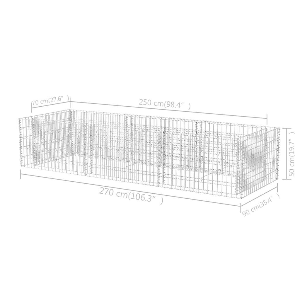 Gabion -high -bed čelik -270 x 90 x 50 cm, 1 - number 7.