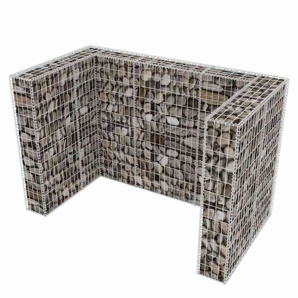 Gabion-afskærmning til 2 affaldsbeholdere 180x100x120 cm stål - number 3.