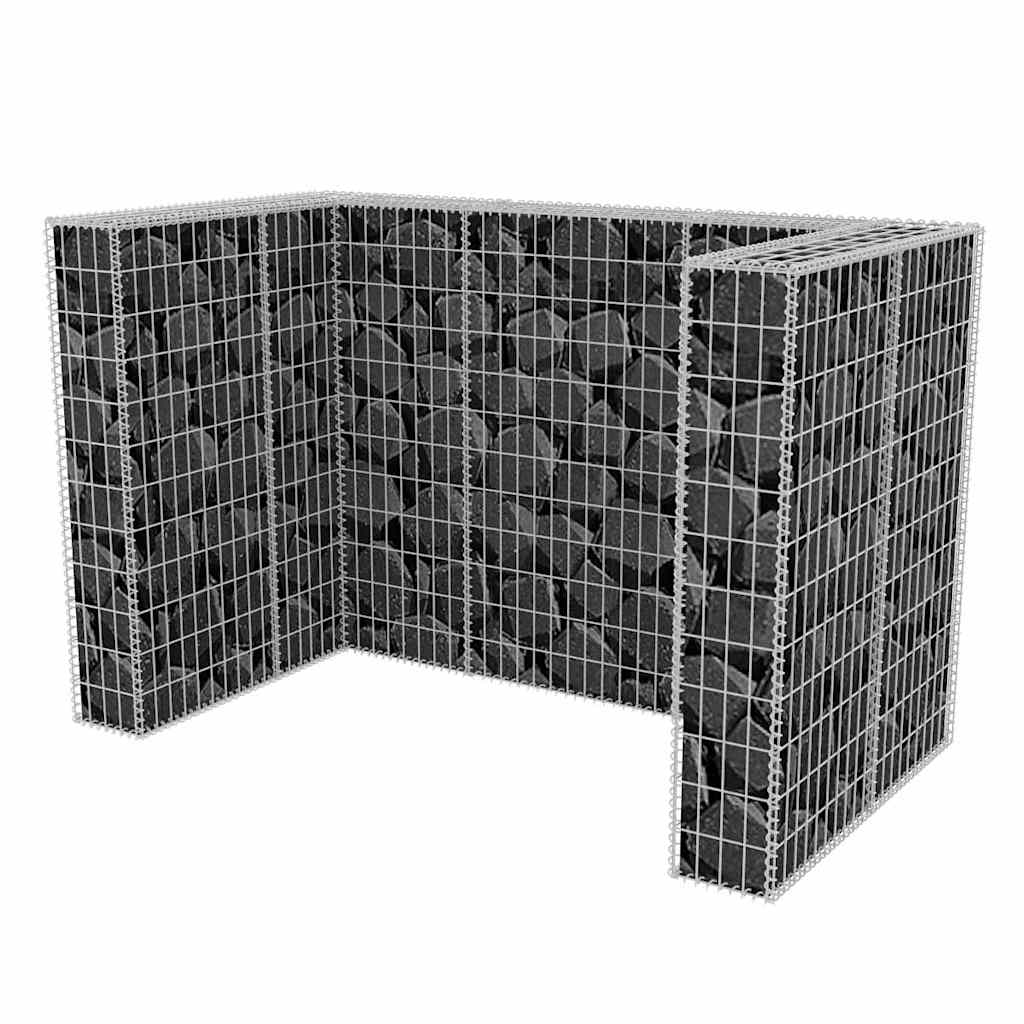 Gabion-afskærmning til 2 affaldsbeholdere 180x100x120 cm stål - number 4.