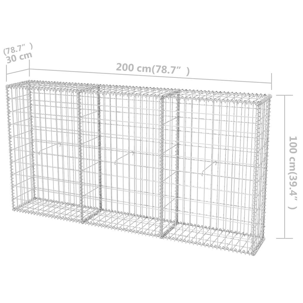 Gabion basket galvanized steel - 200 x 30 x 100 cm, 1 - number 8.