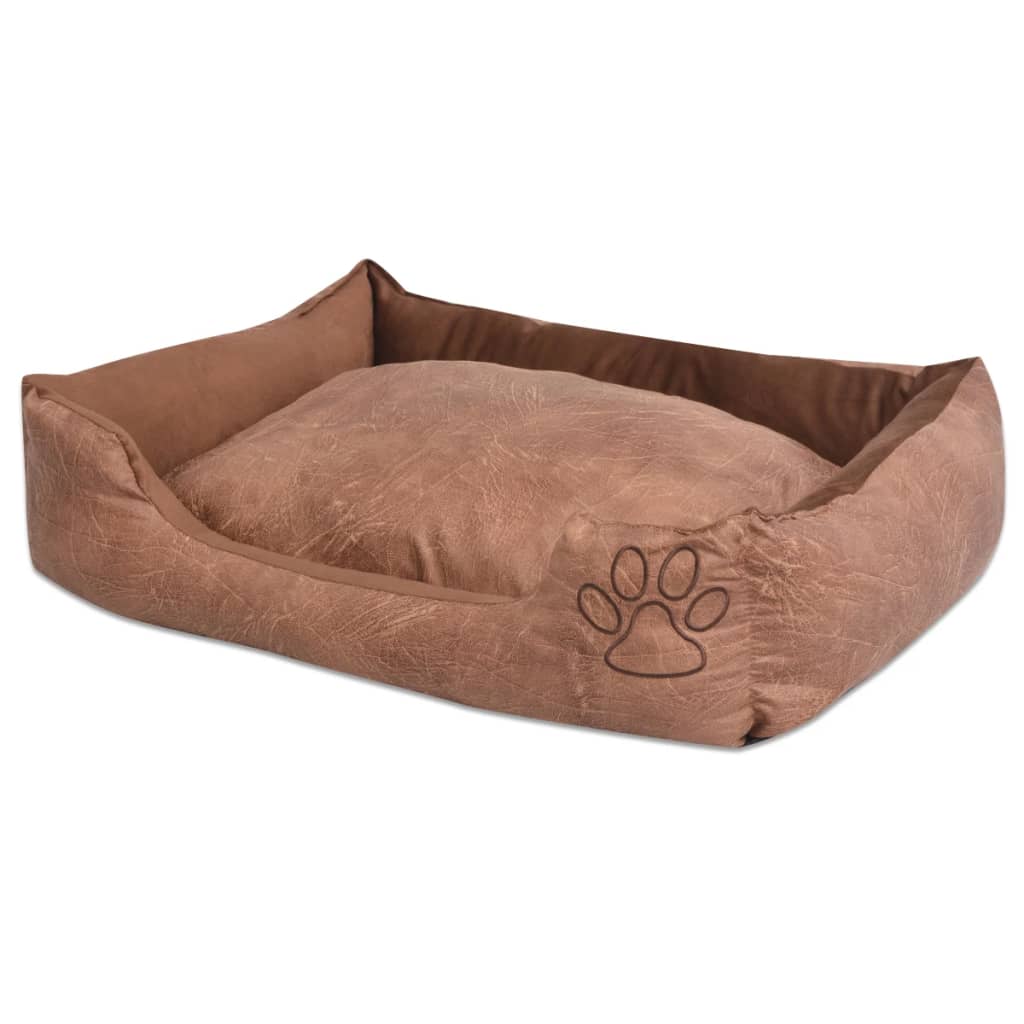 Lit pour chien avec coussin en similicuir pu taille - beige, p - number 1.