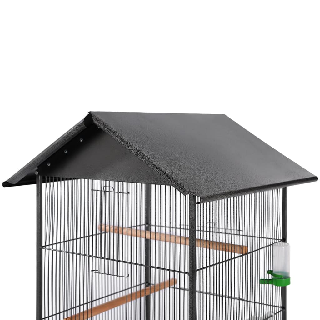 Cage à oiseaux avec toit en acier noir 66 x 66 x 155 cm - number 2.