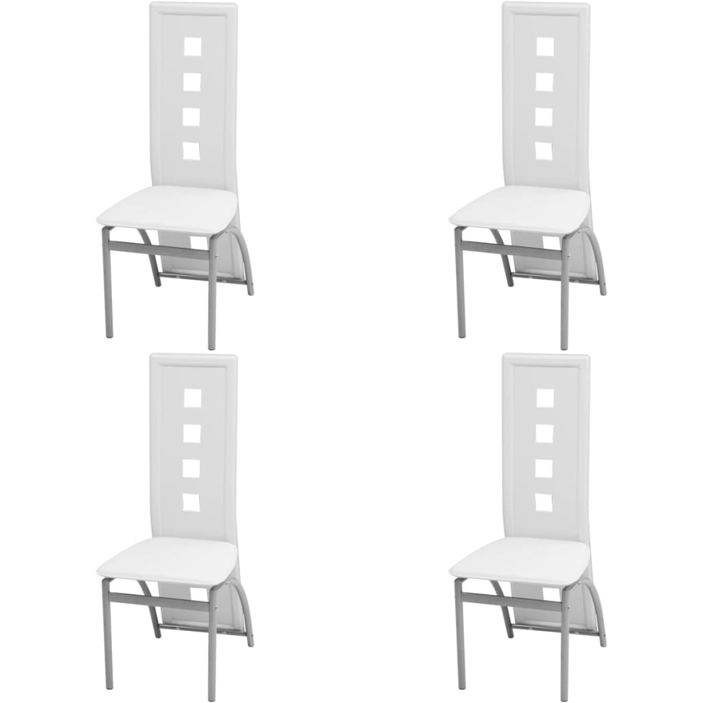 Spisebordsstole 4 stk. kunstlæder hvid - number 1.