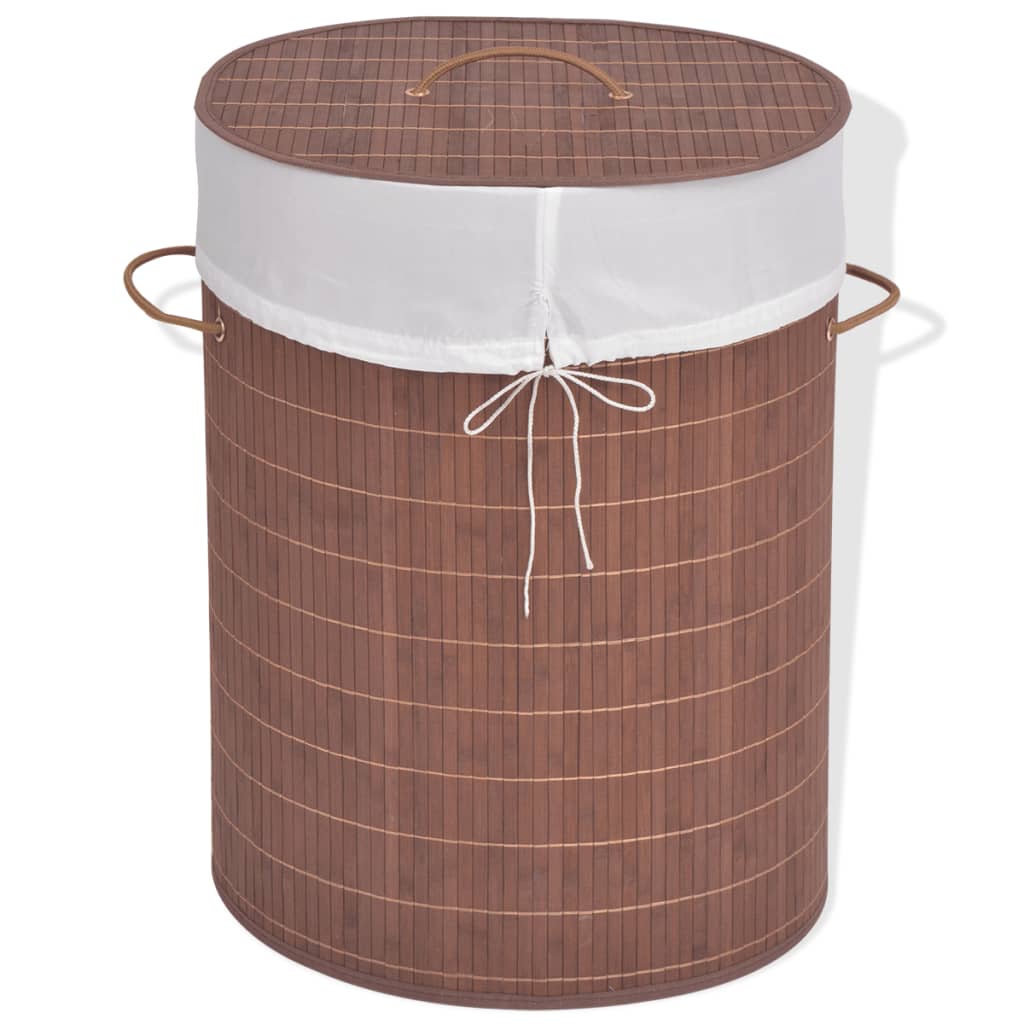 Laundry basket bamboo oval - brown, 45 x 35 x 60 cm, 1 - number 1.