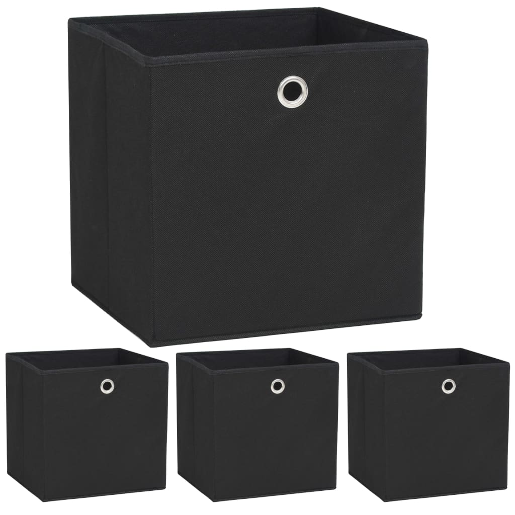 Storage boxes 4 pcs. 32x32x32 cm non-woven fabric black - number 1.