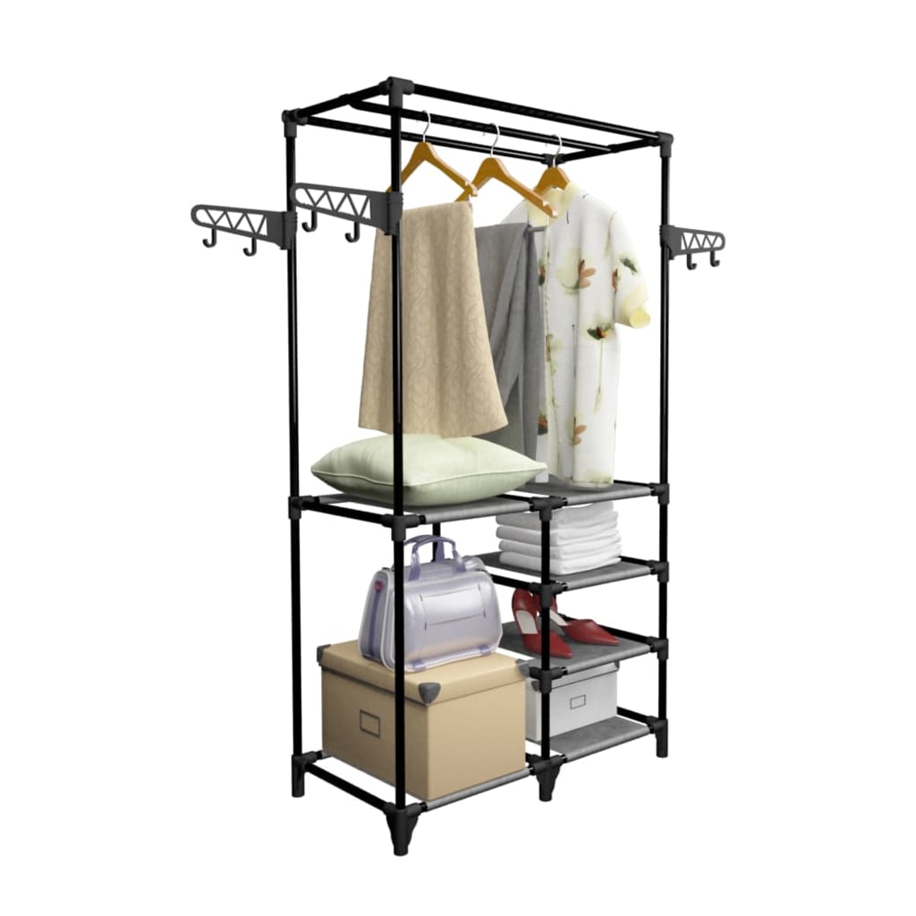 Clothes rack 87x44x158 cm steel and non-woven fabric black - number 4.
