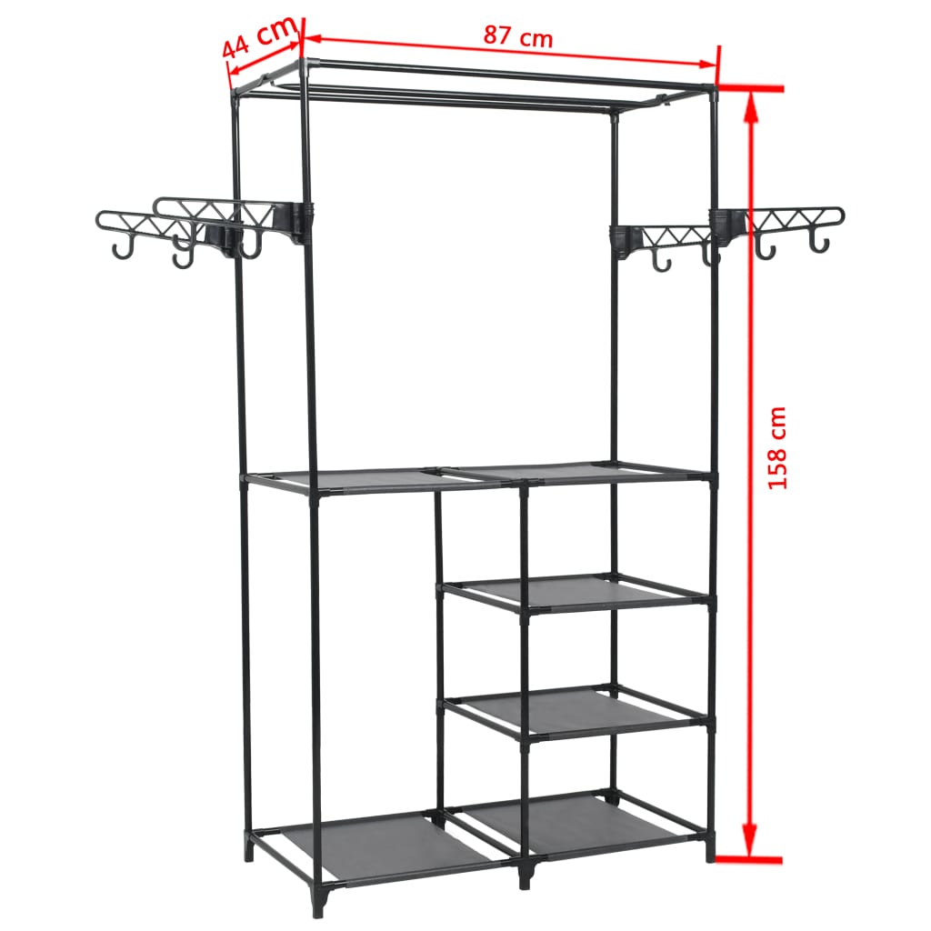Clothes rack 87x44x158 cm steel and non-woven fabric black - number 6.