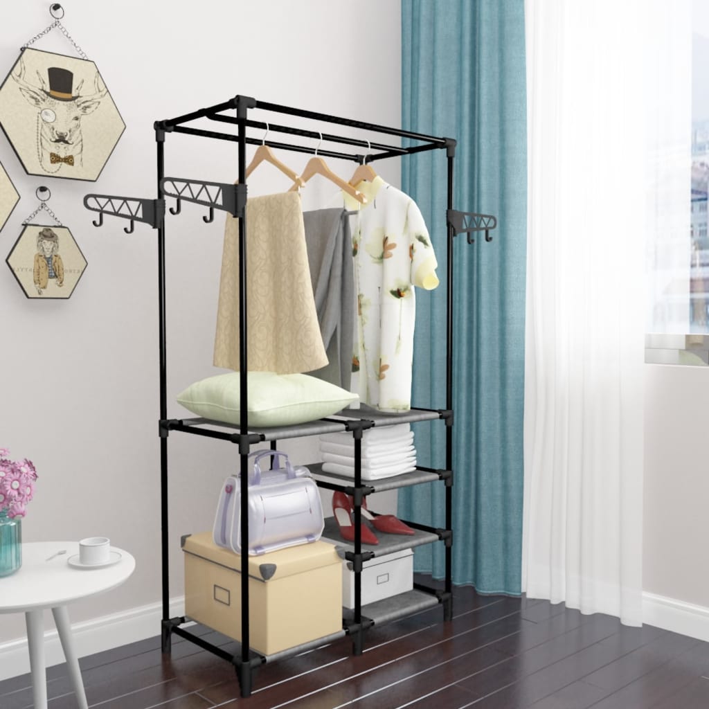 Clothes rack 87x44x158 cm steel and non-woven fabric black - number 5.