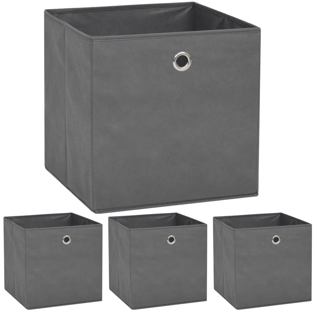 Storage boxes 4 pcs. 32x32x32 cm non-woven fabric grey - number 1.