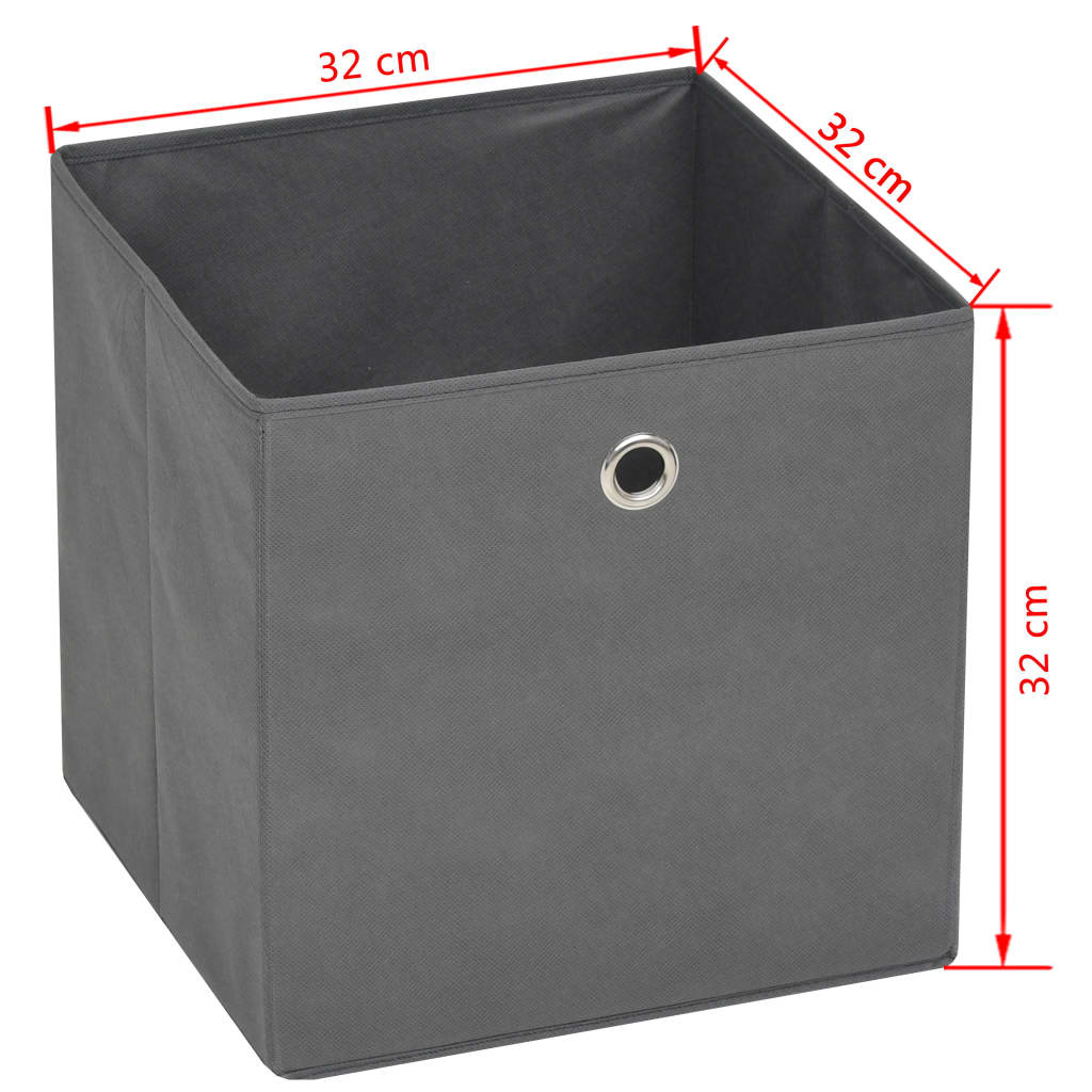 Storage boxes 4 pcs. 32x32x32 cm non-woven fabric grey - number 7.