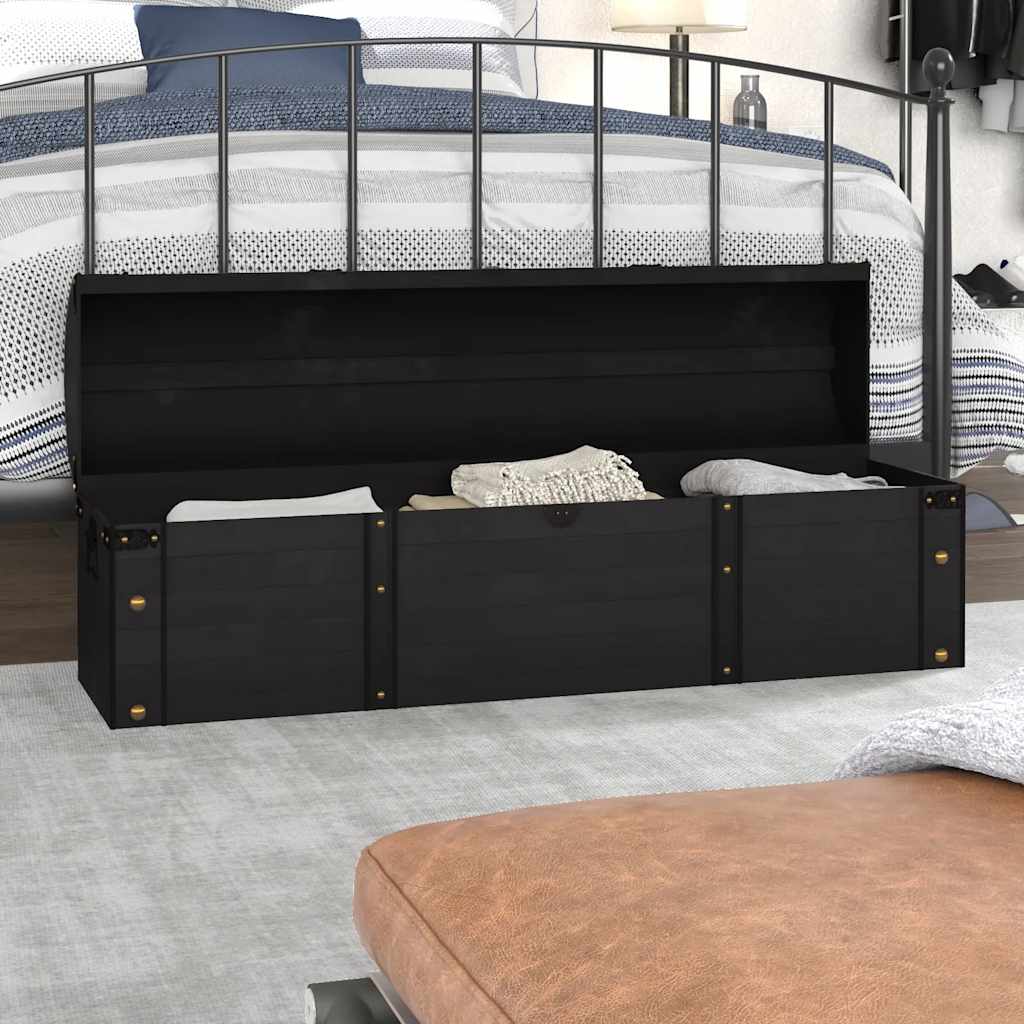 Opbevaringskiste 120x30x40 cm vintagestil massivt træ - number 1.