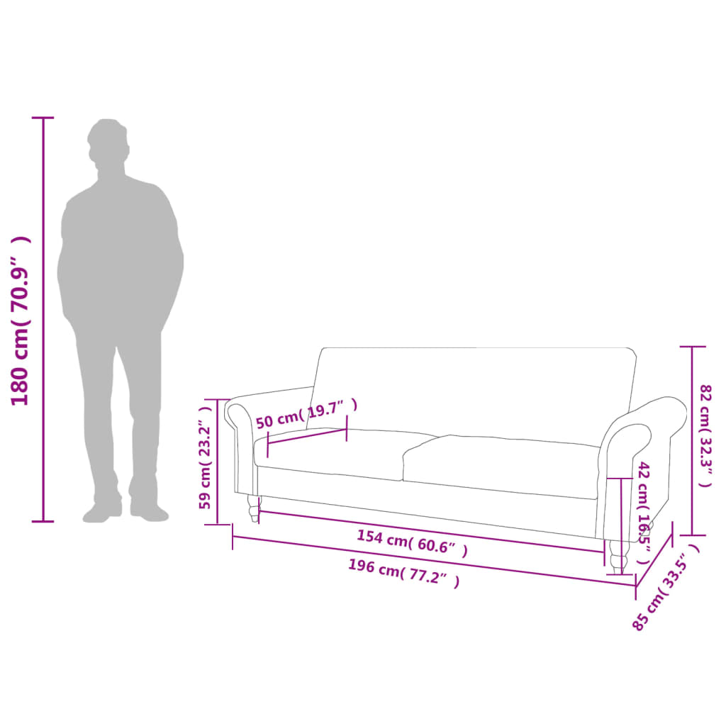 2-manns sovesofa med armlener imitert semsket skinn - number 11.