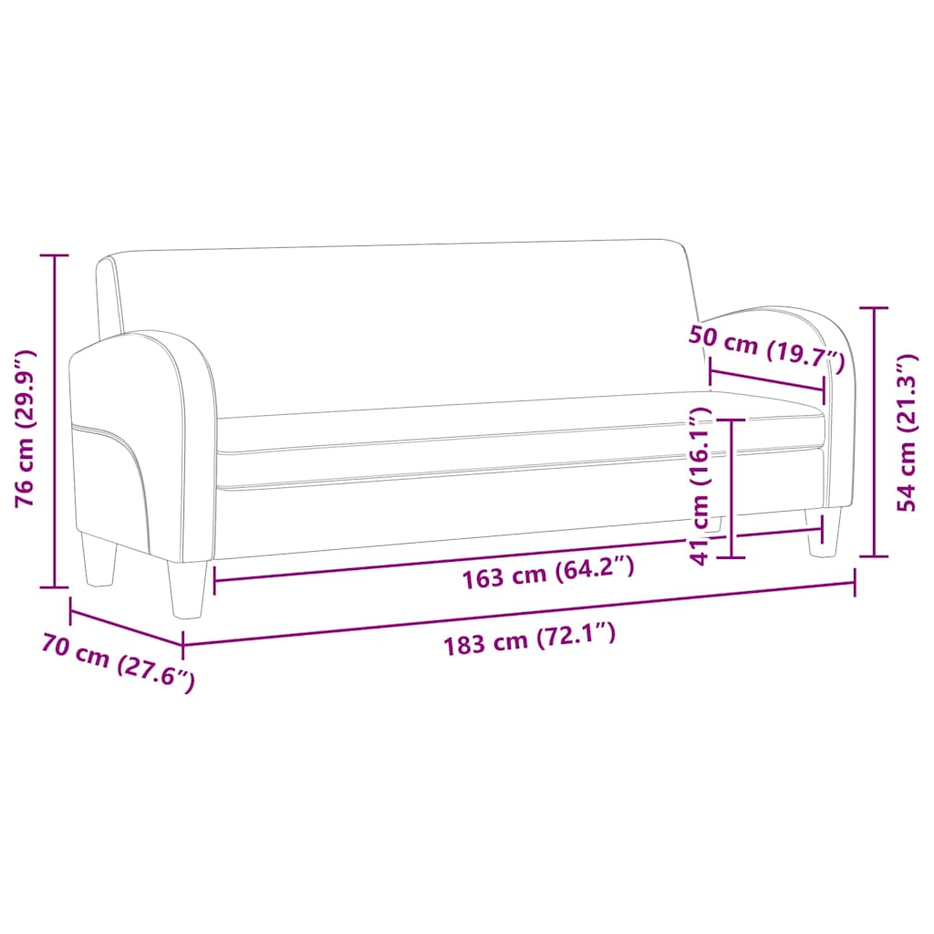 Sofa 3-osobowa imitacja zamszu brąz - number 8.