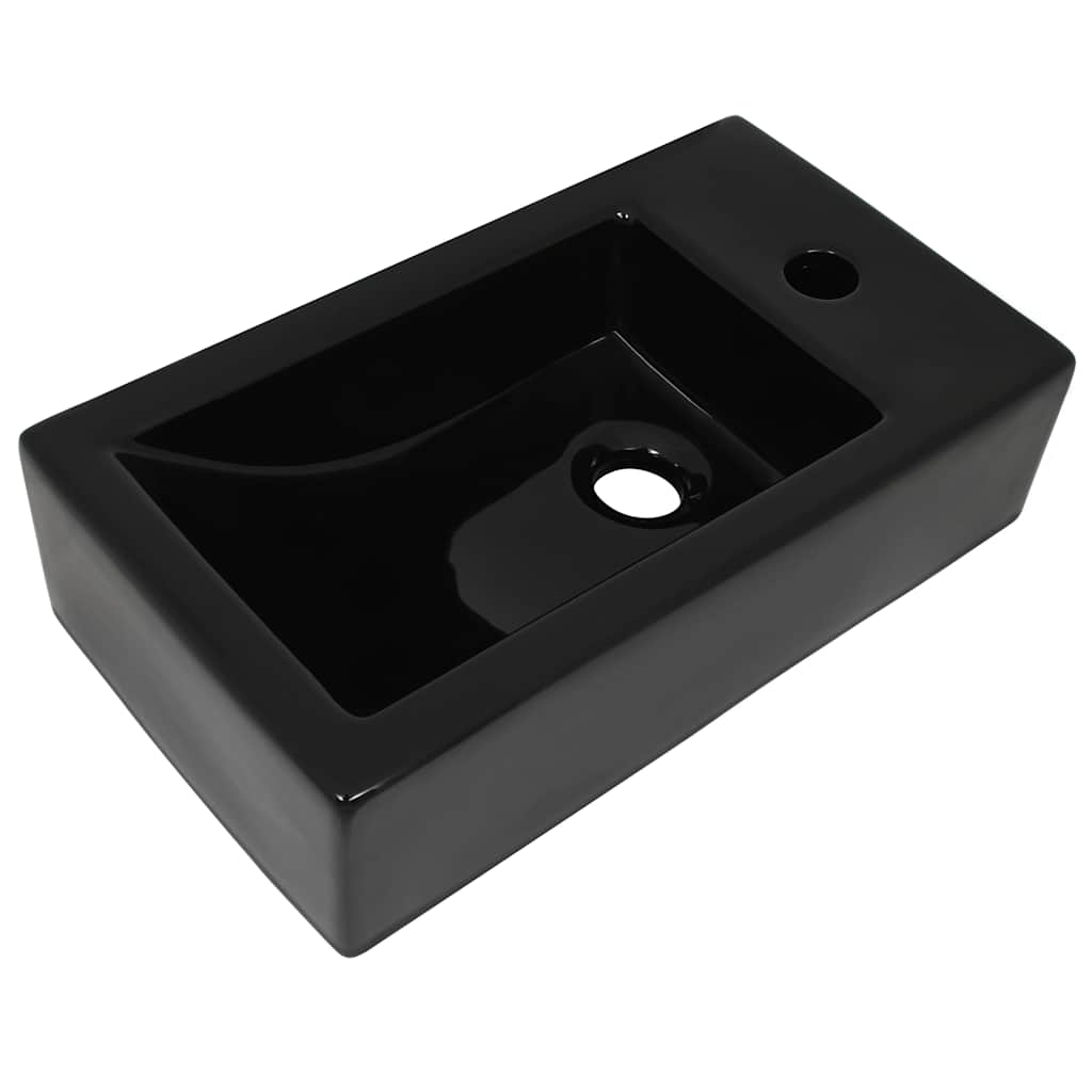 Lavabo avec trou pour robinet rectangulaire en céramique noir 46 x 25,5 x 12 cm - number 2.