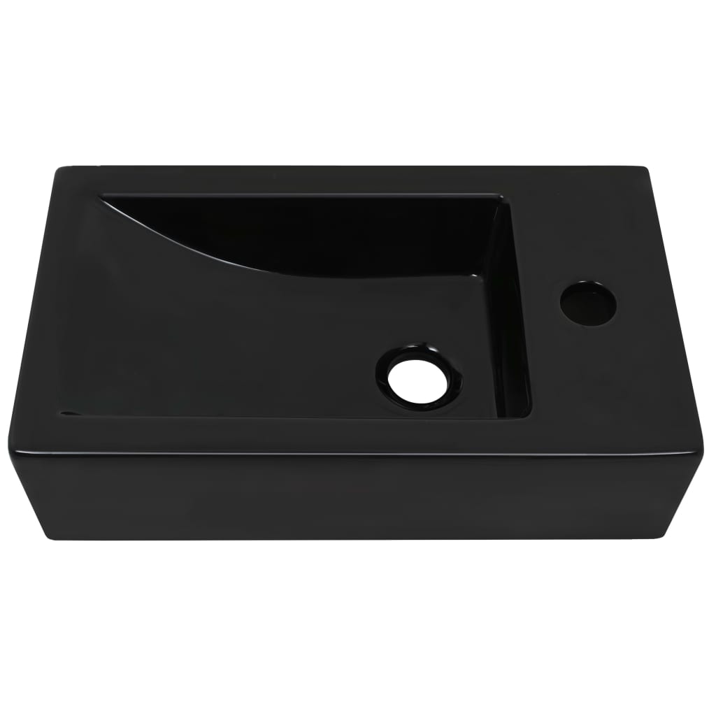 Lavabo avec trou pour robinet rectangulaire en céramique noir 46 x 25,5 x 12 cm - number 3.