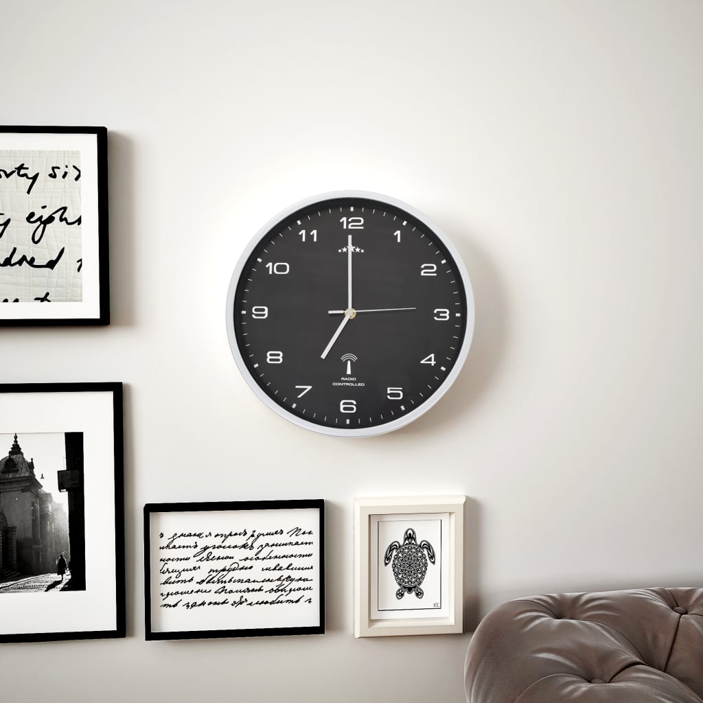 Radio-controlled wall clock with quartz movement 31 cm - black - number 2.