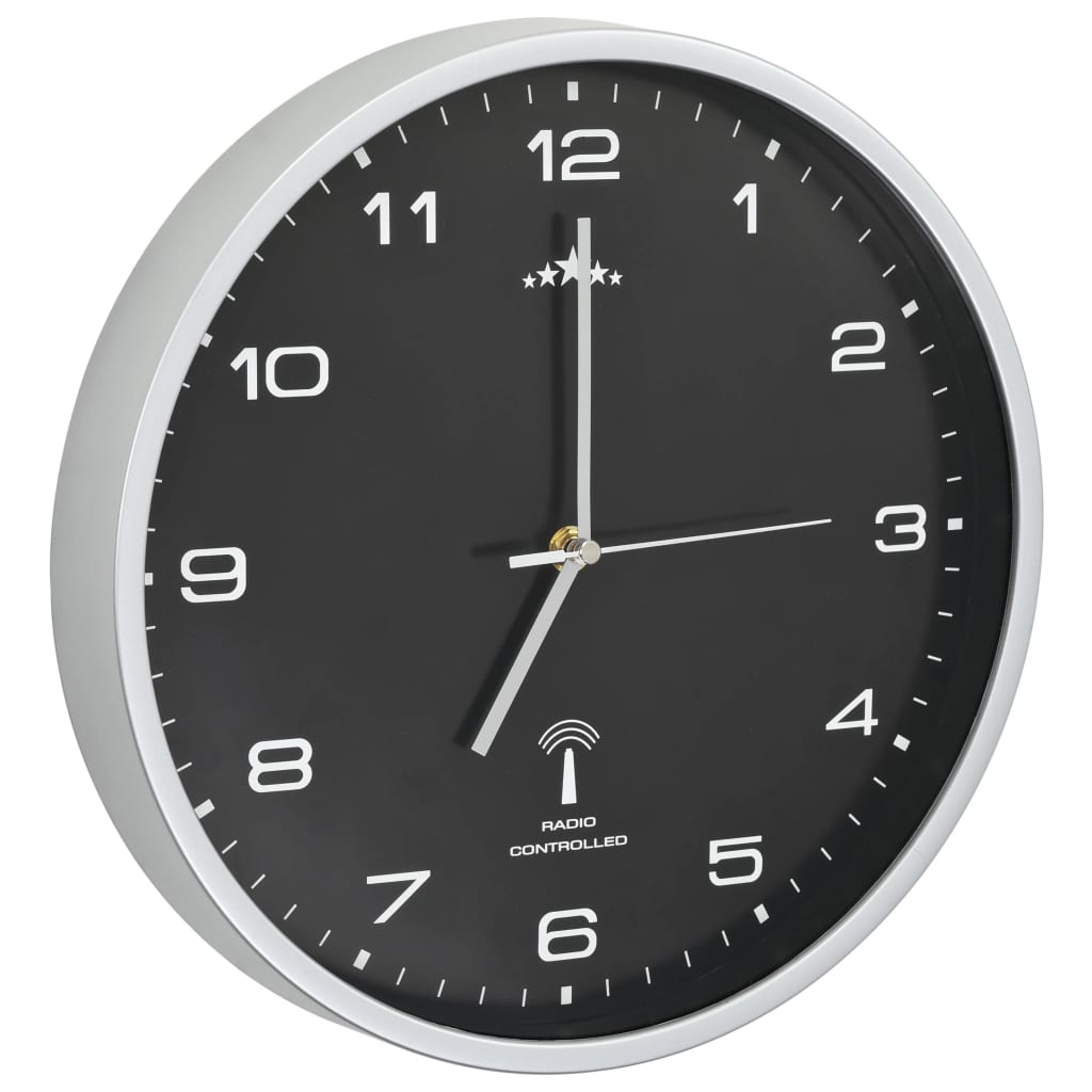 Radio-controlled wall clock with quartz movement 31 cm - black - number 4.