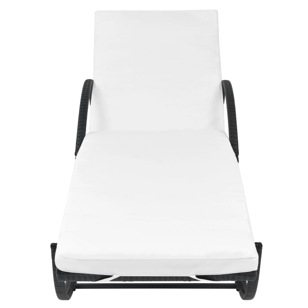 Liggestole 2 stk. med bord polyrattan sort - number 5.