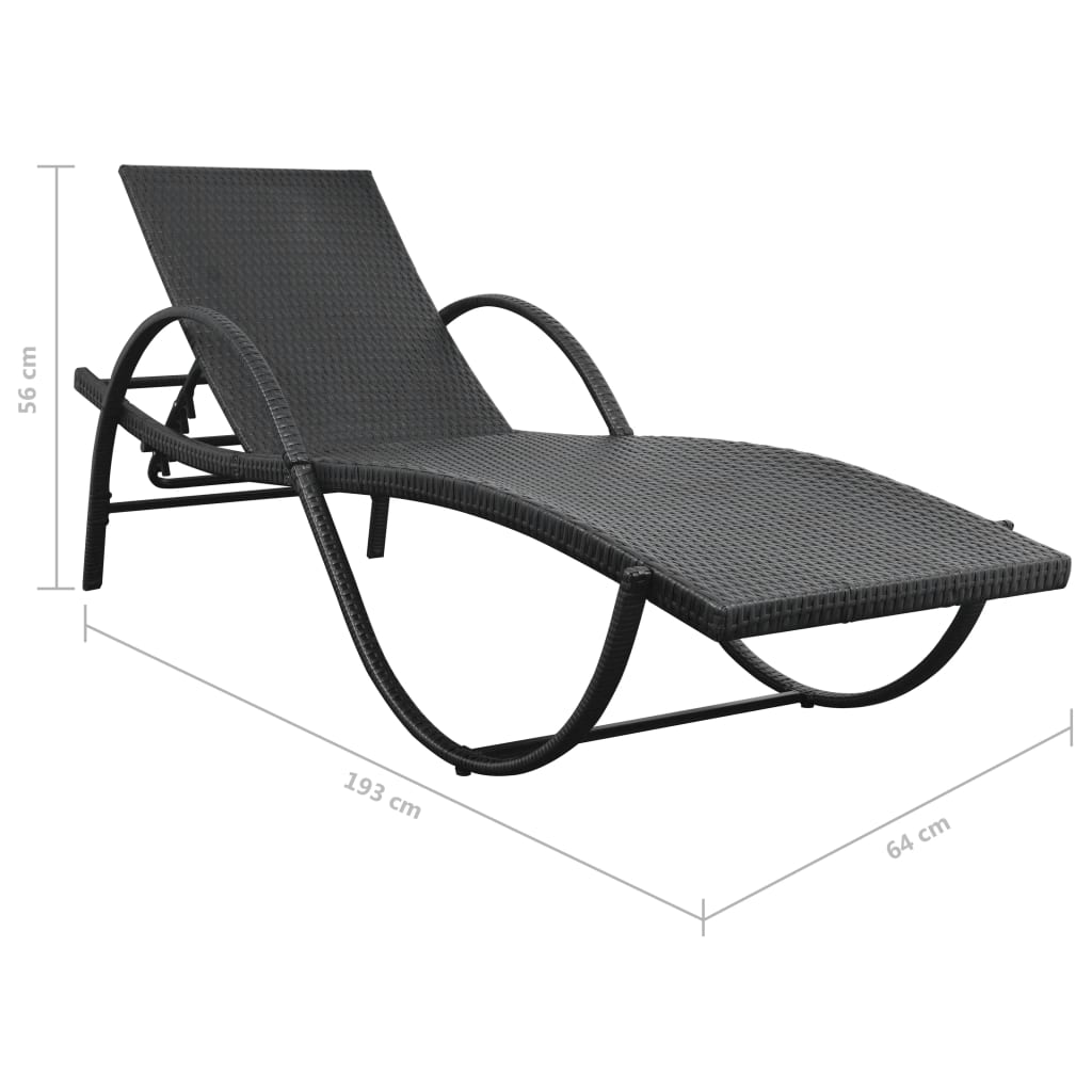 Liggestole 2 stk. med bord polyrattan sort - number 10.