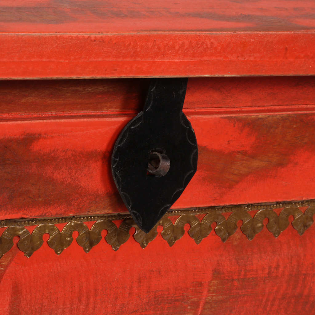 Opbevaringskiste 101x39x42 cm massivt mangotræ rød - number 5.