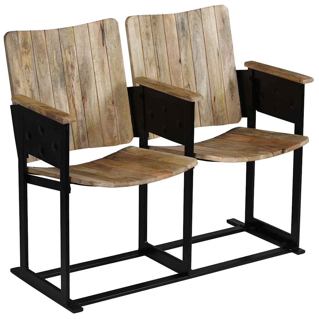 2-personers bænk massivt mangotræ og stål - number 11.