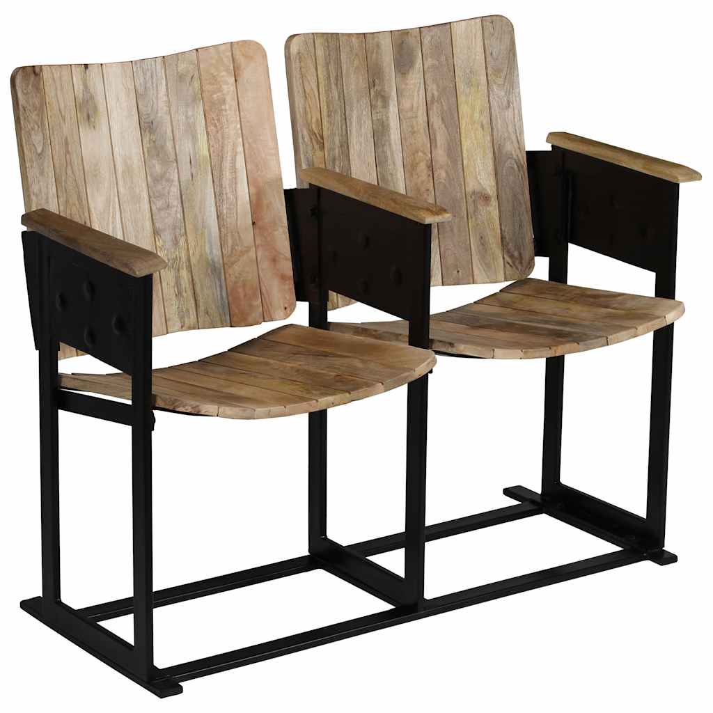 2-personers bænk massivt mangotræ og stål - number 12.