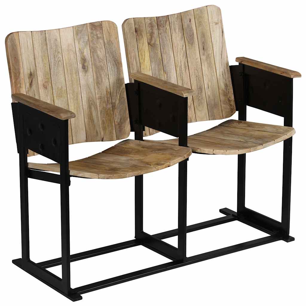 2-personers bænk massivt mangotræ og stål - number 10.