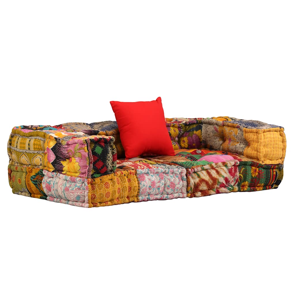 2-personers modulpuf stof patchwork - number 1.