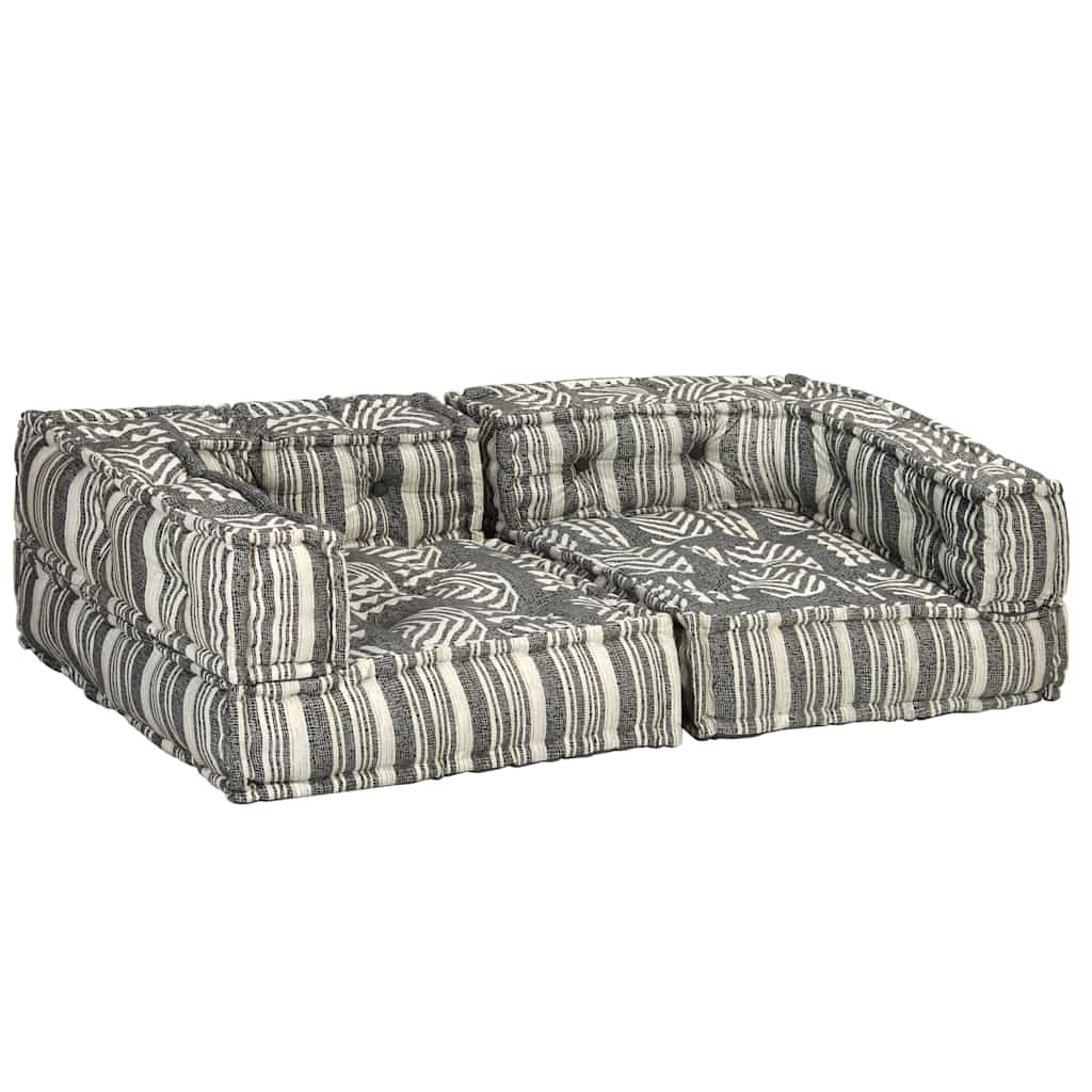 2-personers modulpuf stof grå striber - number 5.