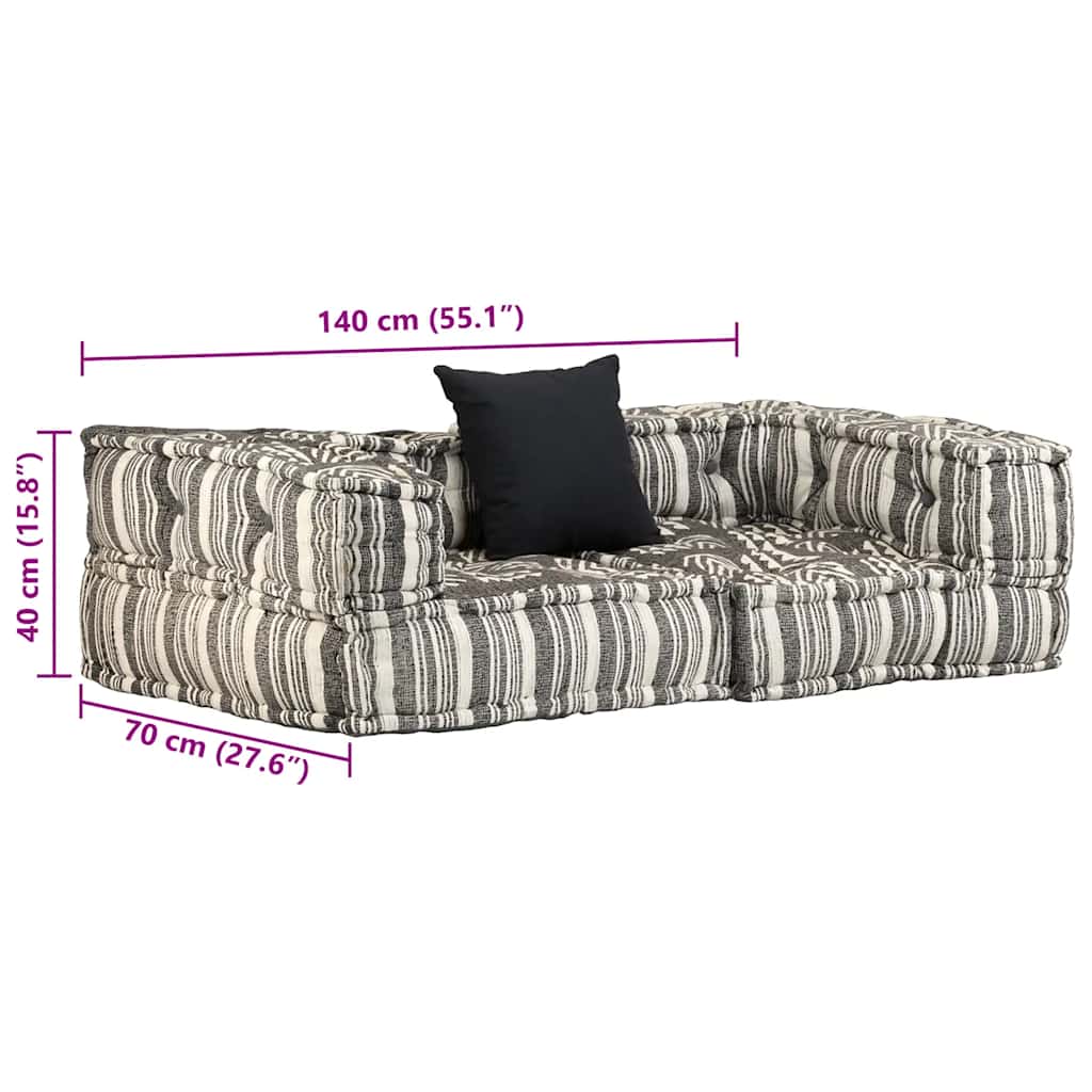 2-personers modulpuf stof grå striber - number 7.