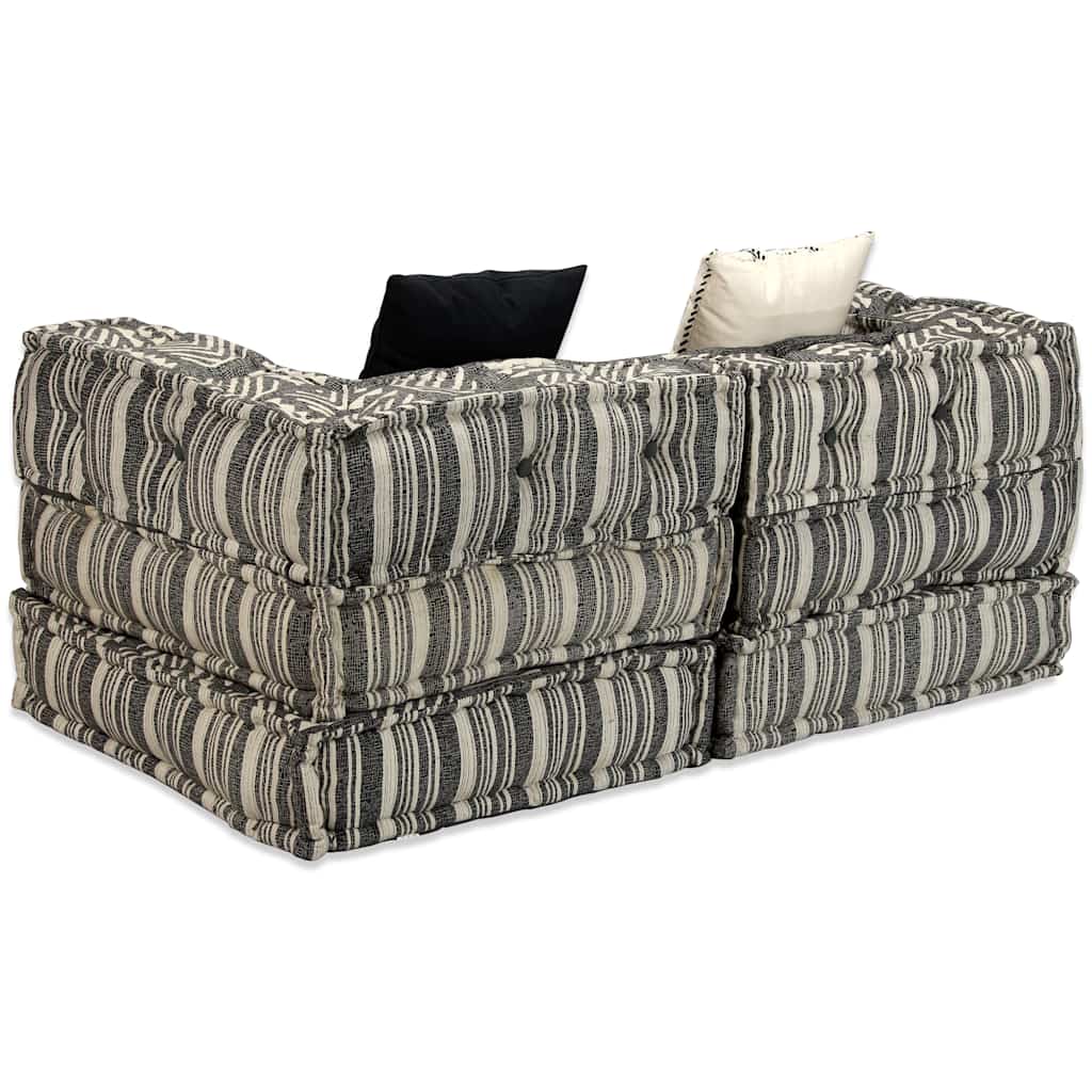 2-personers modulpuf stof grå striber - number 8.