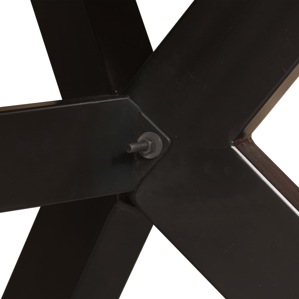 Blagovaonski stol s poprečnim okvirom 180 cm čvrsto reciklirano drvo i čelik - number 7.