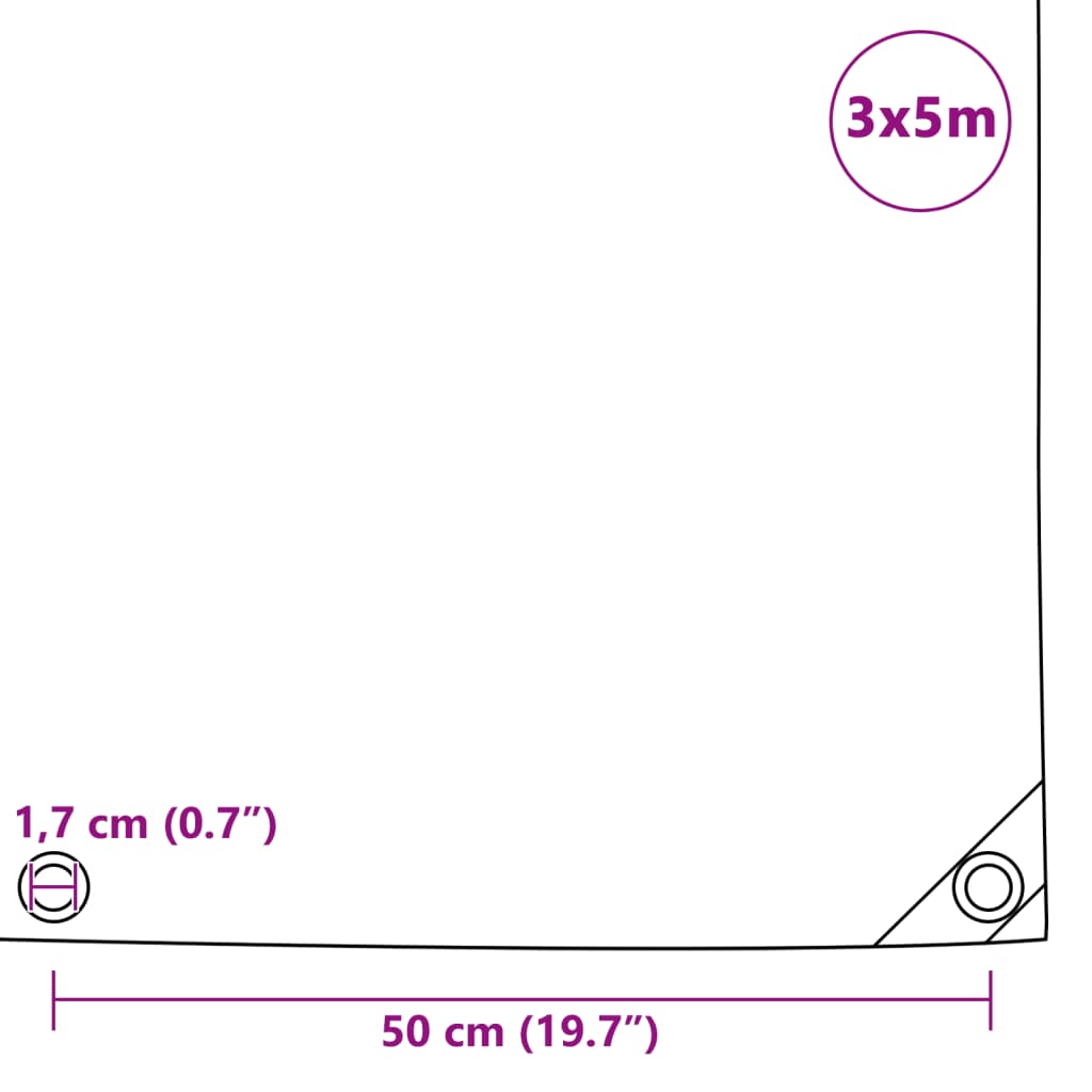Bâche 650 g/m² - grise, 3 x 5 m, 1, avec oeillets - number 6.