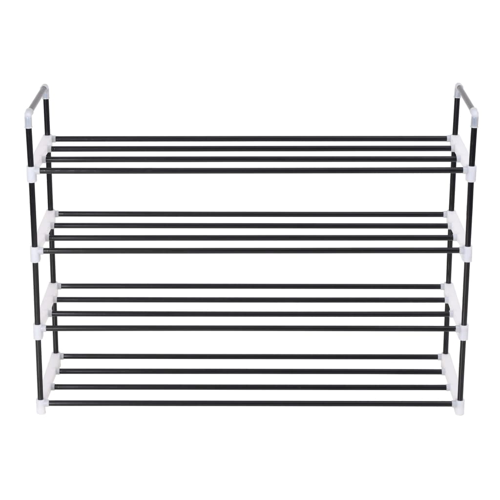 Shoe rack with 4 shelves metal and plastic black - number 2.