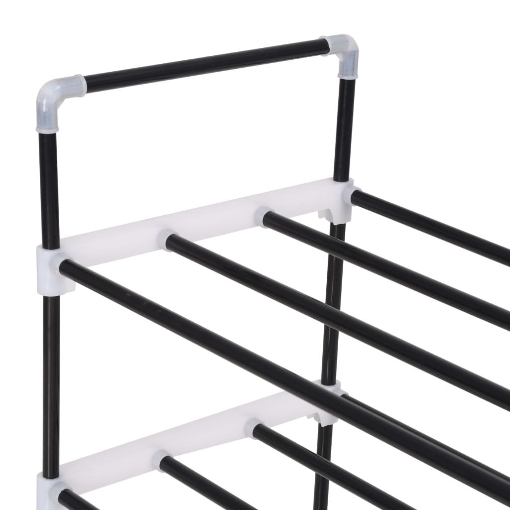 Shoe rack with 4 shelves metal and plastic black - number 4.