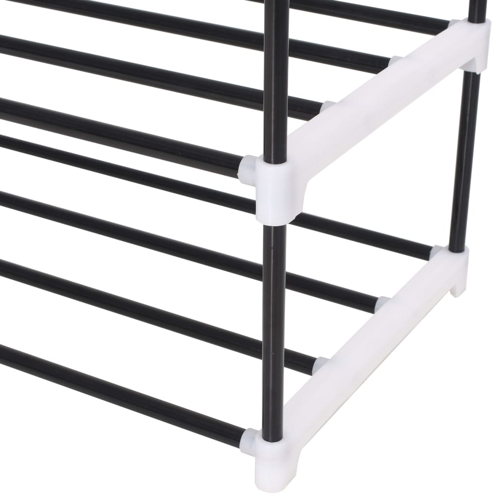 Shoe rack with 4 shelves metal and plastic black - number 5.