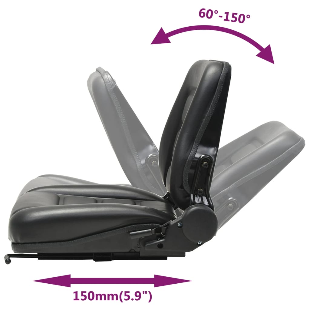 Gaffeltruck- og traktorsæde med justerbart ryglæn sort - number 7.