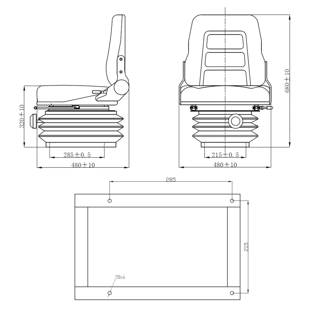 Forklift and tractor seat with suspension and adjustable backrest - number 9.