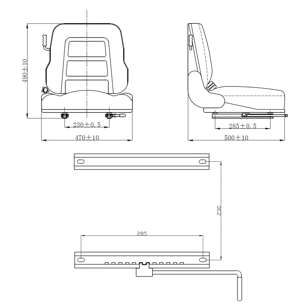 Forklift and tractor seat with suspension and adjustable backrest - number 10.