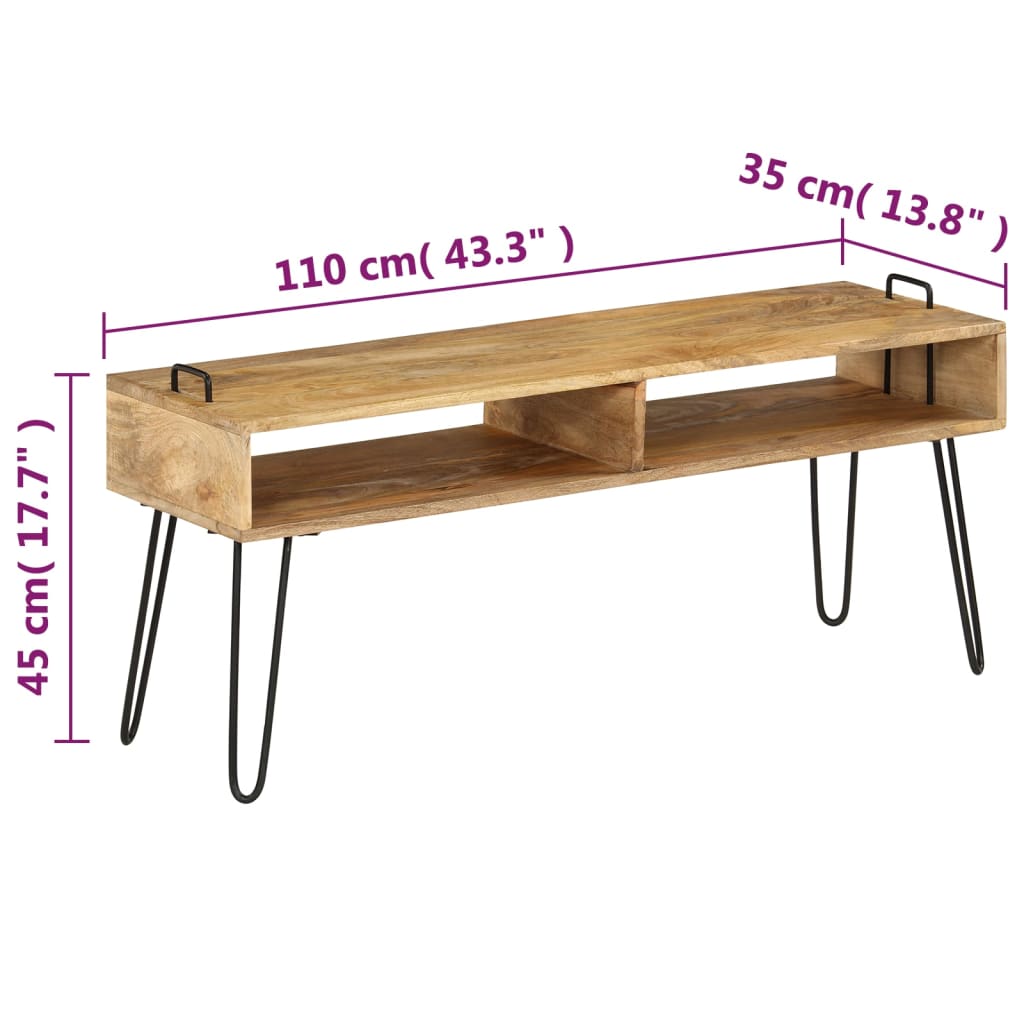 Tv-bord i heltre mangotre 110 x 35 x 45 cm - number 8.