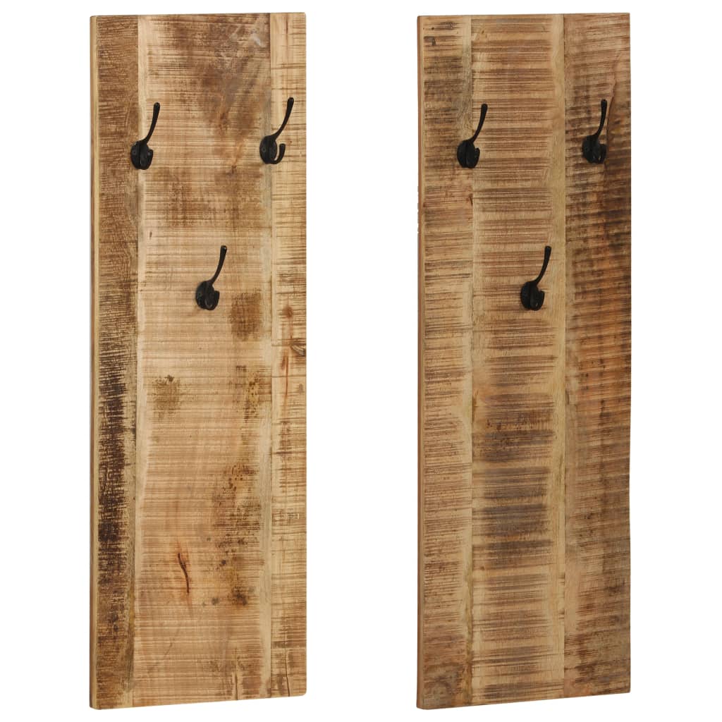 Portemanteau mural 2 pcs. bois de manguier massif 36 x 110 x 3 cm - number 1.