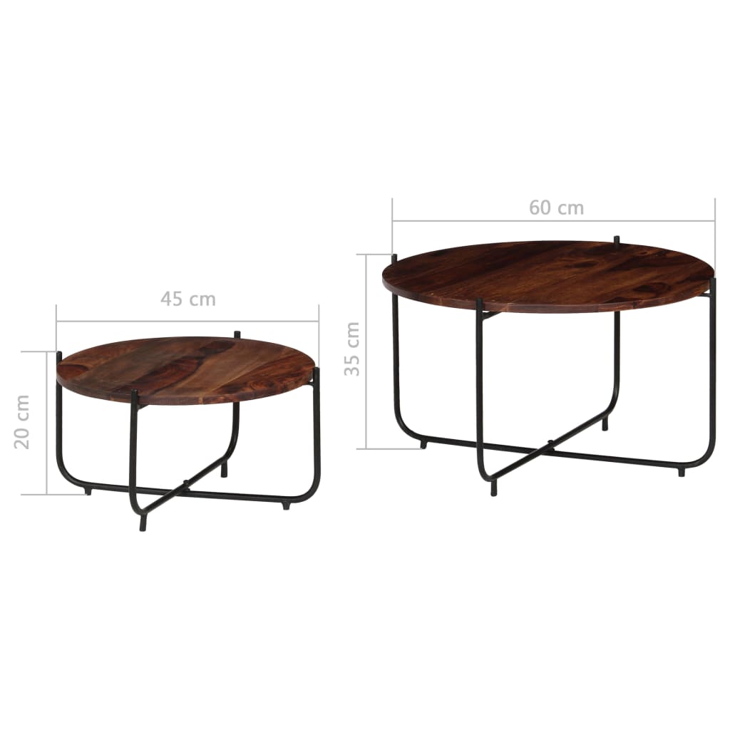 Stolić za kavu u 2 dijela masivno sheesham drvo 60 x 35 cm - number 9.