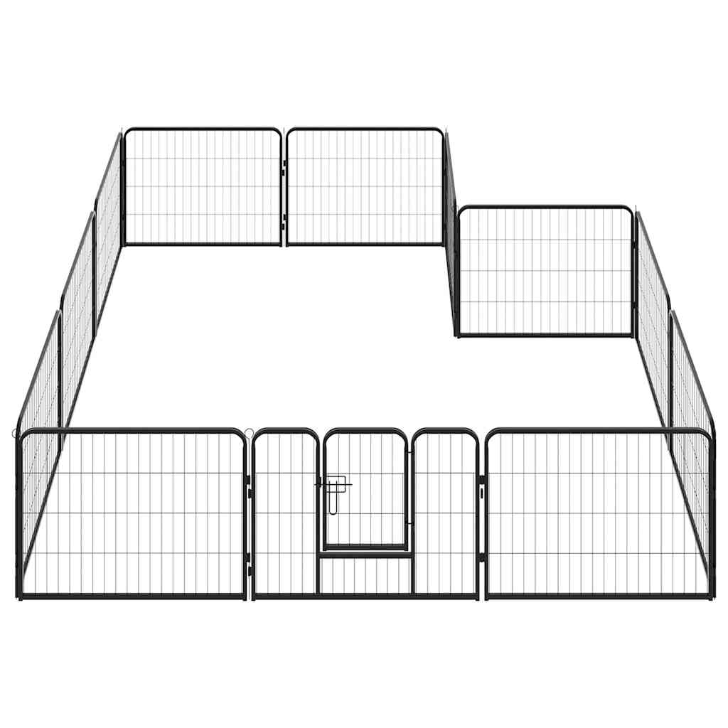 Parc de course pour chiens 12 panneaux noir 80 x 60 acier - number 2.